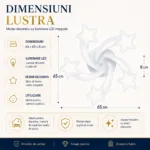 Lustră LED Modernă Cu Steluțe 65 cm – Metal și Acril Alb, 5 Surse LED Integrate, Design Decorativ pentru Camera Copiilor și Dormitor - imagine 6
