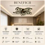 Lustră LED Modernă Fluture 69 cm – Metal și Acril Negru, 5 Surse LED Integrate, Design Elegant pentru Living, Dormitor și Camera Copiilor - imagine 4