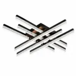 Lustră LED Modernă Cristal Line 72 cm – Metal Negru și Cristal Acrilic, 6 Surse LED Integrate, Design Premium pentru Living, Dining și Dormitor