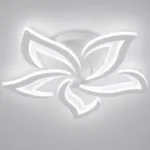 Lustră LED Modernă Floare 60,5 cm – Metal și Acril Alb, 5 Surse LED Integrate, Design Elegant pentru Living, Dormitor și Dining