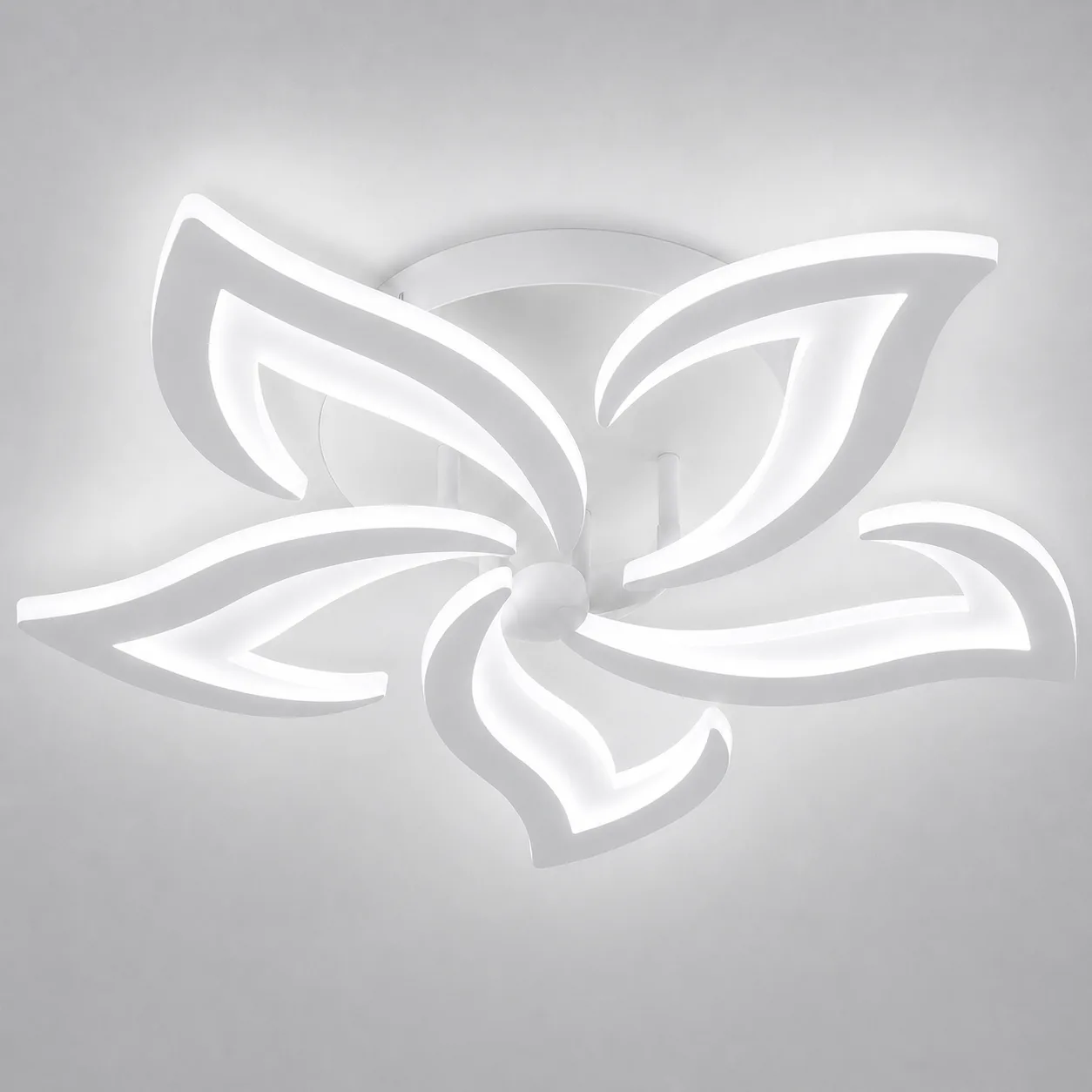 ChatGPT Image May 18, 2026, 01_35_02 PM Lustră LED Modernă Floare 60,5 cm – Metal și Acril Alb, 5 Surse LED Integrate, Design Elegant pentru Living, Dormitor și Dining - imagine 1