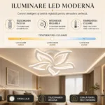 Lustră LED Modernă Floare 60,5 cm – Metal și Acril Alb, 5 Surse LED Integrate, Design Elegant pentru Living, Dormitor și Dining - imagine 6