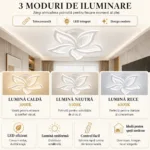 Lustră LED Modernă Floare 60,5 cm – Metal și Acril Alb, 5 Surse LED Integrate, Design Elegant pentru Living, Dormitor și Dining - imagine 5