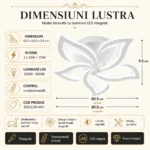 Lustră LED Modernă Floare 60,5 cm – Metal și Acril Alb, 5 Surse LED Integrate, Design Elegant pentru Living, Dormitor și Dining - imagine 4
