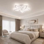 Lustră LED Modernă Floare 60,5 cm – Metal și Acril Alb, 5 Surse LED Integrate, Design Elegant pentru Living, Dormitor și Dining - imagine 2