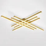 – Metal Auriu și Acril Alb, 8 Surse LED Integrate, Design Premium pentru Living Mare, Dining și Open Space