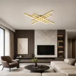 – Metal Auriu și Acril Alb, 8 Surse LED Integrate, Design Premium pentru Living Mare, Dining și Open Space - imagine 2