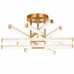 Lustră LED Modernă Luxuri Line 60 cm – Metal Auriu și Acril Alb, 6 Surse LED Integrate, Design Premium pentru Living, Dining și Dormitor