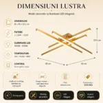 Lustră LED Modernă Gold Design 85 cm – Metal Auriu și Acril Alb, 4 Surse LED Integrate, Design Premium pentru Living, Dining și Dormitor - imagine 5
