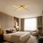 Lustră LED Modernă Gold Design 85 cm – Metal Auriu și Acril Alb, 4 Surse LED Integrate, Design Premium pentru Living, Dining și Dormitor - imagine 2