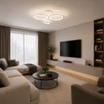 Lustră LED Modernă Cristal Rings 54,5 cm – Metal Cromat și Cristal Acrilic, 3 Surse LED Integrate, Design Elegant pentru Living, Dormitor și Dining - imagine 2