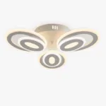 Lustră LED Modernă Oval Rings 51 cm – Metal Alb și Acril Mat, 3 Surse LED Integrate, Design Elegant pentru Living, Dormitor și Hol