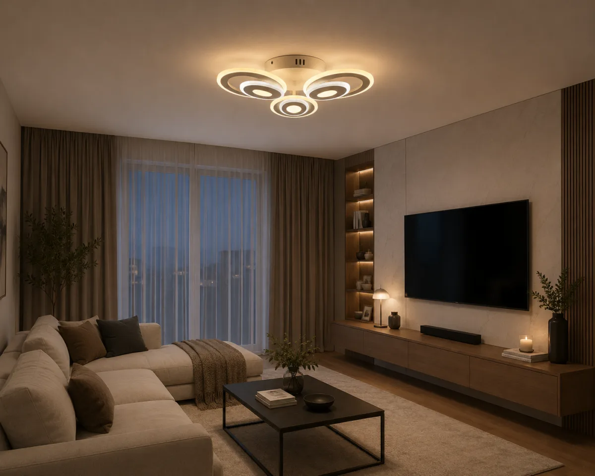 Lustră LED Modernă Oval Rings 51 cm – Metal Alb și Acril Mat, 3 Surse LED Integrate, Design Elegant pentru Living, Dormitor și Hol - imagine 2
