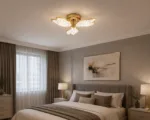Lustră LED Modernă Petale Gold 54 cm – Metal Auriu și Acril Cristal, 3 Surse LED Integrate, Design Elegant pentru Living și Dormitor - imagine 2