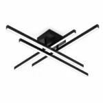 Lustră LED Modernă Black Linear 85 cm – Metal Negru și Acril Alb, 4 Surse LED Integrate, Design Minimalist pentru Living, Dining și Dormitor