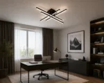 Lustră LED Modernă Black Linear 85 cm – Metal Negru și Acril Alb, 4 Surse LED Integrate, Design Minimalist pentru Living, Dining și Dormitor - imagine 2