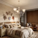 Candelabru Vintage Alb-Antichizat cu 3 Surse de Lumină, Abajururi din Sticlă Mată și Detalii Filigran Ideal pentru Living, Dining sau Dormitoar - imagine 3
