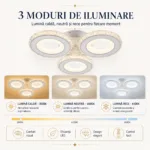 Lustră LED Modernă Cercuri Cristal 43 cm – Metal Cromat și Cristal Acrilic, 3 Surse LED Integrate, Design Elegant pentru Dormitor, Hol și Living - imagine 5