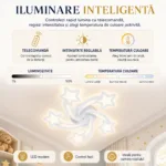 Lustră LED Modernă Cu Steluțe 65 cm – Metal și Acril Alb, 5 Surse LED Integrate, Design Decorativ pentru Camera Copiilor și Dormitor - imagine 2