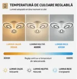 Lustră LED Modernă Oval Rings 51 cm – Metal Alb și Acril Mat, 3 Surse LED Integrate, Design Elegant pentru Living, Dormitor și Hol - imagine 5