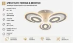 Lustră LED Modernă Oval Rings 51 cm – Metal Alb și Acril Mat, 3 Surse LED Integrate, Design Elegant pentru Living, Dormitor și Hol - imagine 7