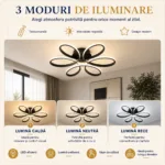 Lustră LED Modernă Infinity Oval 47 cm – Metal Negru și Acril Alb, 6 Surse LED Integrate, Design Elegant pentru Living, Dormitor și Hol - imagine 4