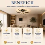 Lustră LED Modernă Infinity Oval 47 cm – Metal Negru și Acril Alb, 6 Surse LED Integrate, Design Elegant pentru Living, Dormitor și Hol - imagine 6