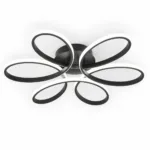 Lustră LED Modernă Infinity Oval 47 cm – Metal Negru și Acril Alb, 6 Surse LED Integrate, Design Elegant pentru Living, Dormitor și Hol