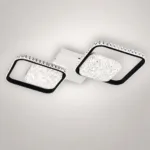 Lustră LED Modernă cu Rame Pătrate Cristal 52,5 cm – Metal Alb-Negru și Cristal Acrilic, 2 Surse LED Integrate, Design Elegant pentru Hol, Dormitor și Living