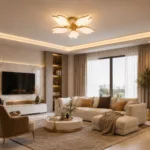 Lustră LED Modernă Floare Cristal Petale 61 cm – Metal Auriu și Acril Cristal, 5 Surse LED Integrate, Design Elegant pentru Living, Dormitor și Dining - imagine 2