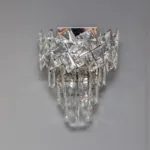 Aplică Cristal Ice Cascade Chrome – Metal Cromat și Cristal K9 Premium, 2 Becuri E27, Design Elegant pentru Living, Dormitor și Hol