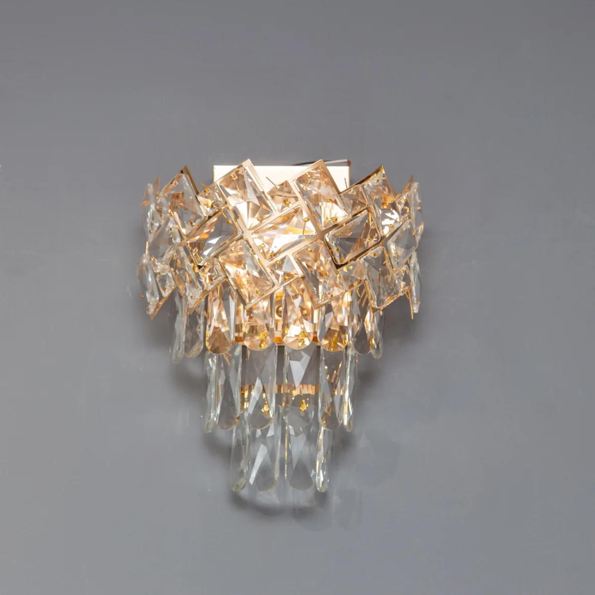 Aplică Cristal Ice Cascade Golden – Cristal K9 Premium și Metal Auriu, 2 Becuri E27, Design Elegant pentru Living, Dormitor și Hol - imagine 5