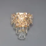 Aplică Cristal Ice Cascade Golden – Cristal K9 Premium și Metal Auriu, 2 Becuri E27, Design Elegant pentru Living, Dormitor și Hol - imagine 5