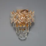 Aplică Cristal Ice Cascade Golden – Cristal K9 Premium și Metal Auriu, 2 Becuri E27, Design Elegant pentru Living, Dormitor și Hol