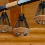 Lustră Suspendată Liniară Rustic-Industrială 73 cm – Metal Negru cu Accente din Sfoară Naturală, 4 Becuri E27 - imagine 3