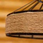 Lustră Suspendată Rotundă Rustic Modernă 40 cm – Metal Negru cu Sfoară Naturală, 1 Bec E27 - imagine 8