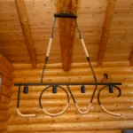 Lustră Suspendată Decorativă LOVE Rustic Modernă 100 cm – Metal Negru cu Detalii din Sfoară Naturală, 4 Becuri E27 - imagine 2