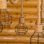 Candelabru Suspendat Rustic cu 6 Pendule 72 cm – Metal Negru și Sfoară Naturală, 6 Becuri E27 - imagine 10