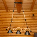Lustră Suspendată Rustic Modernă cu Sfoară Ondulată 78 cm – Metal Negru cu Accente Aurii, 3 Becuri E27 - imagine 2