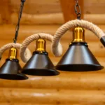 Lustră Suspendată Rustic Modernă cu Sfoară Ondulată 78 cm – Metal Negru cu Accente Aurii, 3 Becuri E27 - imagine 7