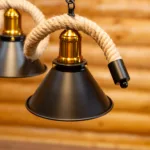 Lustră Suspendată Rustic Modernă cu Sfoară Ondulată 78 cm – Metal Negru cu Accente Aurii, 3 Becuri E27 - imagine 8