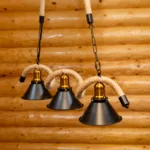 Lustră Suspendată Rustic Modernă cu Sfoară Ondulată 78 cm – Metal Negru cu Accente Aurii, 3 Becuri E27 - imagine 11