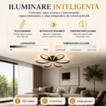 Lustră LED Modernă Infinity Oval 47 cm – Metal Negru și Acril Alb, 6 Surse LED Integrate, Design Elegant pentru Living, Dormitor și Hol - imagine 3