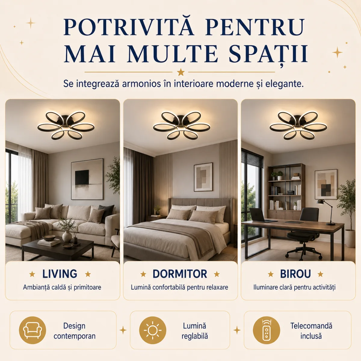 Lustră LED Modernă Infinity Oval 47 cm – Metal Negru și Acril Alb, 6 Surse LED Integrate, Design Elegant pentru Living, Dormitor și Hol - imagine 7