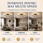 Lustră LED Modernă Infinity Oval 47 cm – Metal Negru și Acril Alb, 6 Surse LED Integrate, Design Elegant pentru Living, Dormitor și Hol - imagine 7