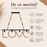 Lustră Suspendată Decorativă LOVE Rustic Modernă 100 cm – Metal Negru cu Detalii din Sfoară Naturală, 4 Becuri E27 - imagine 3