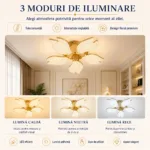 Lustră LED Modernă Floare Cristal Petale 61 cm – Metal Auriu și Acril Cristal, 5 Surse LED Integrate, Design Elegant pentru Living, Dormitor și Dining - imagine 5