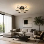 Lustră LED Modernă Infinity Oval 47 cm – Metal Negru și Acril Alb, 6 Surse LED Integrate, Design Elegant pentru Living, Dormitor și Hol - imagine 2