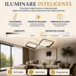 Lustră LED Modernă cu Rame Pătrate Cristal 52,5 cm – Metal Alb-Negru și Cristal Acrilic, 2 Surse LED Integrate, Design Elegant pentru Hol, Dormitor și Living - imagine 3