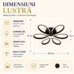 Lustră LED Modernă Infinity Oval 47 cm – Metal Negru și Acril Alb, 6 Surse LED Integrate, Design Elegant pentru Living, Dormitor și Hol - imagine 5